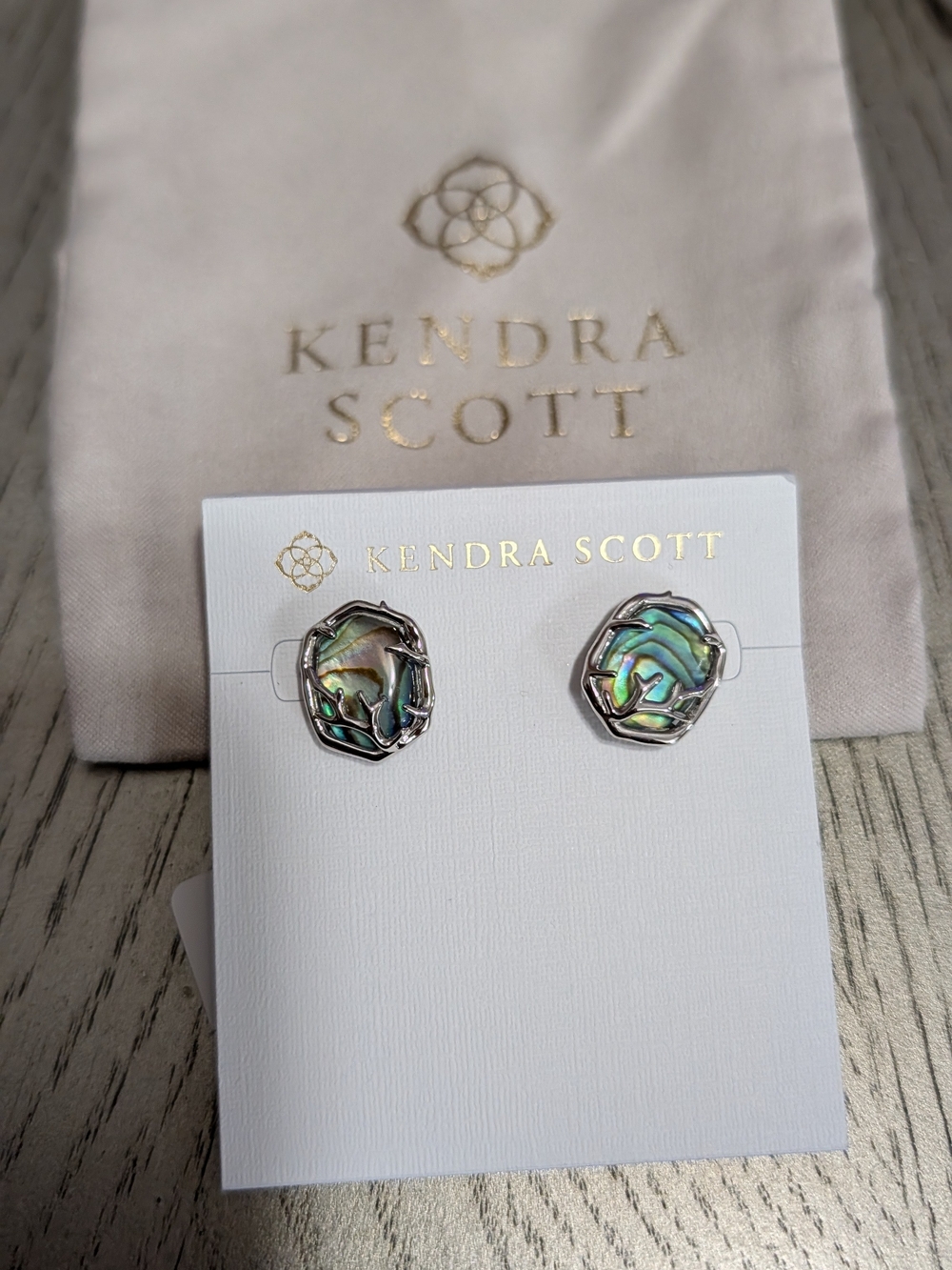 Kendra Scott Iridescent Abalone Silver Stud Earrings
